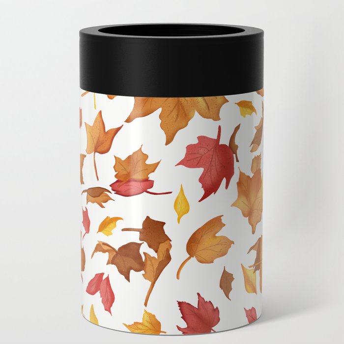 Fallen Autumn Leaves in White Can Cooler