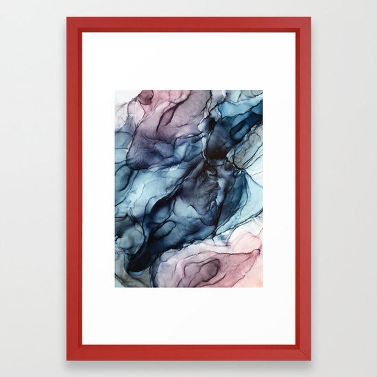 Blush And Darkness Abstract Paintings Framed Art Print By