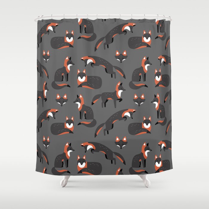 Grey Foxes Shower Curtain