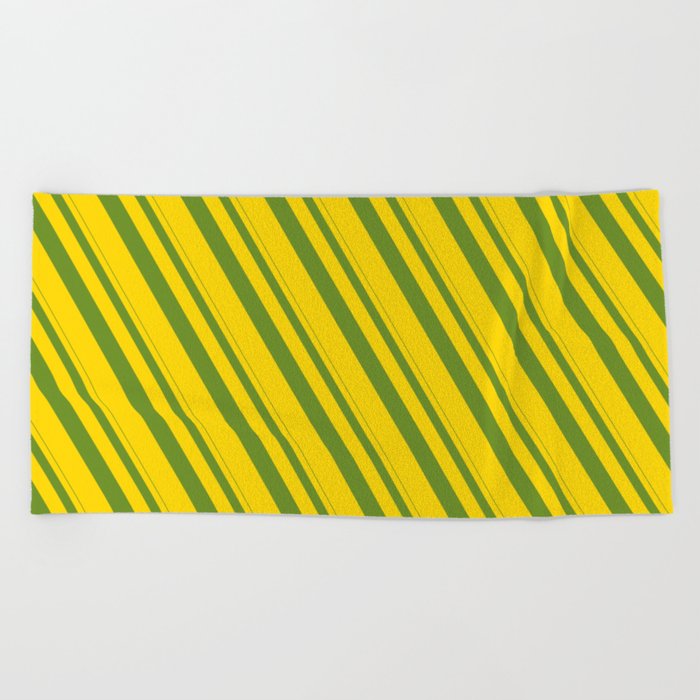Green and Yellow Colored Pattern of Stripes Beach Towel