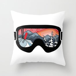 Snow Sport Sunset | Ski and Snowboard Series | DopeyArt Throw Pillow