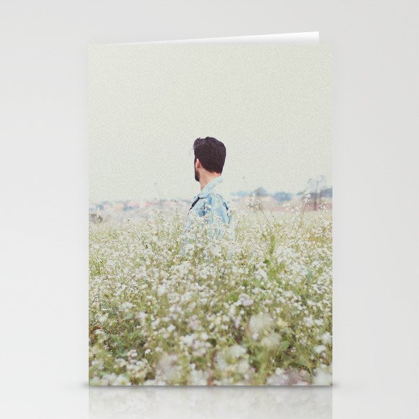 Man - Flowers - Field - Photography Stationery Cards