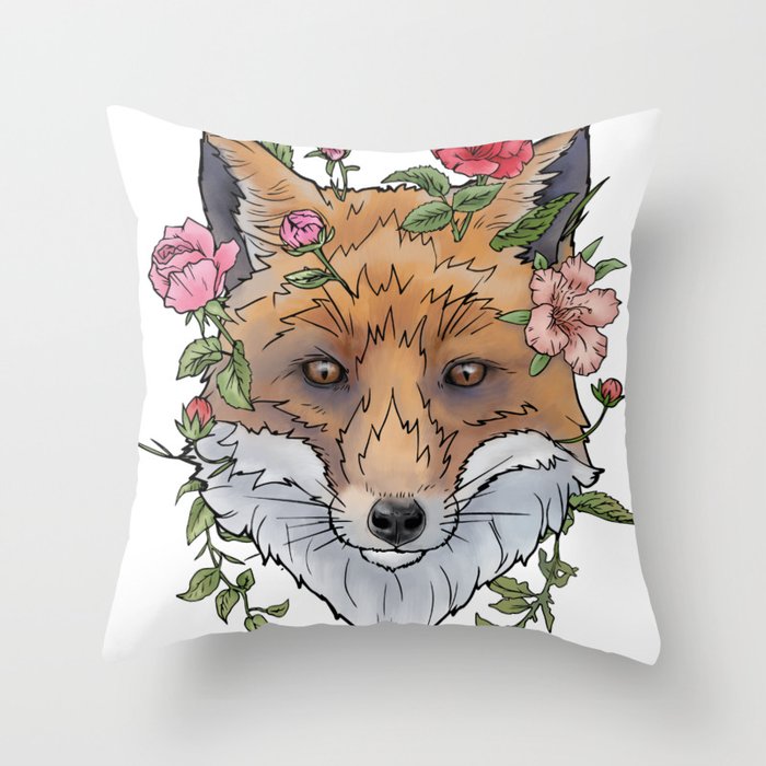 Boho Fox Throw Pillow
