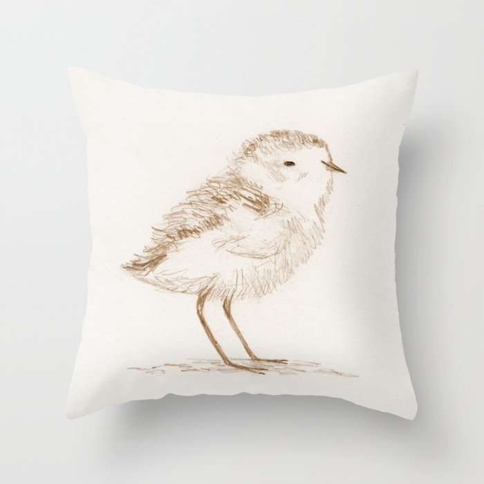 Piping Plover Chick Throw Pillow