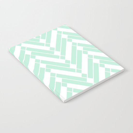 Chevron Herringbone ZigZag pattern - light mint green #Society6 Notebook