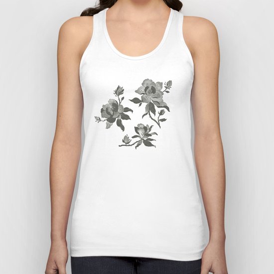 Black Magnolia Pattern Unisex Tank Top
