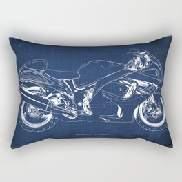 2012 Suzuki Hayabusa Blueprint, Blue Background Rectangular Pillow