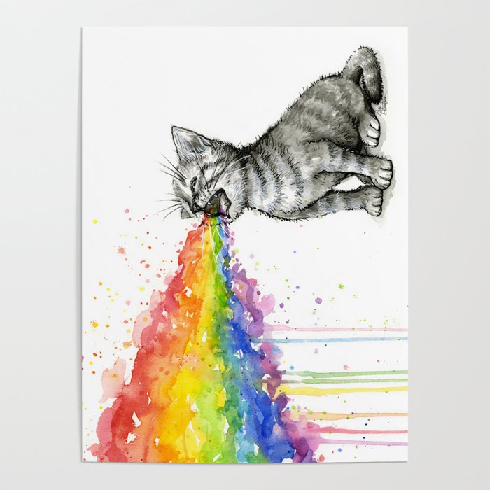 Kitten Puking Rainbow Poster