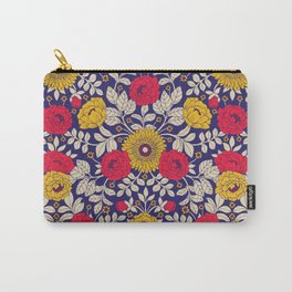 Vibrant Red, Yellow, Blue & White Modern Floral Pattern Carry-All Pouch