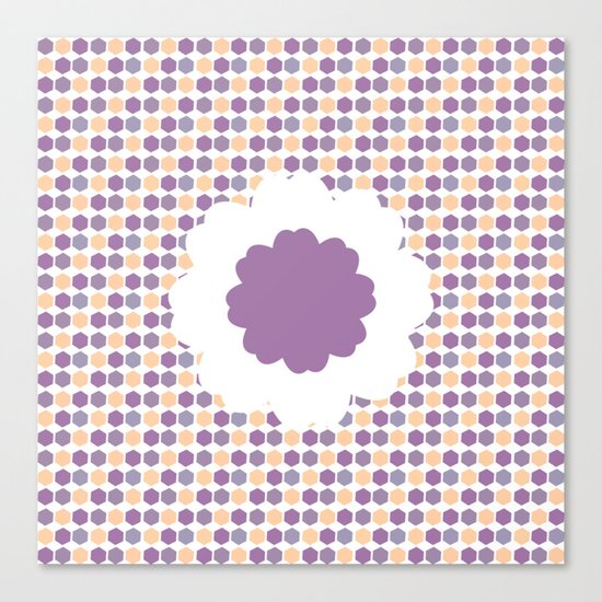 Flower and purple hexagons Canvas Print