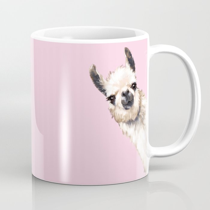 Sneaky Llama in Pink Coffee Mug