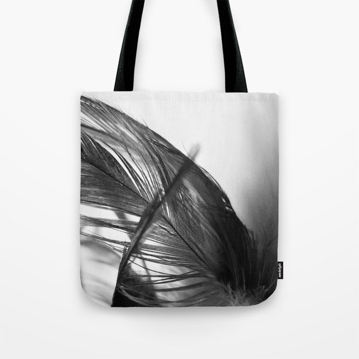 Feather Print B & W Tote Bag