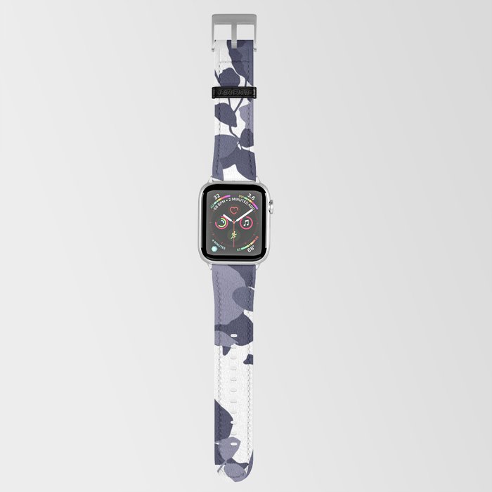 Abstract Silhouette Roses Art in Navy Blue Apple Watch Band