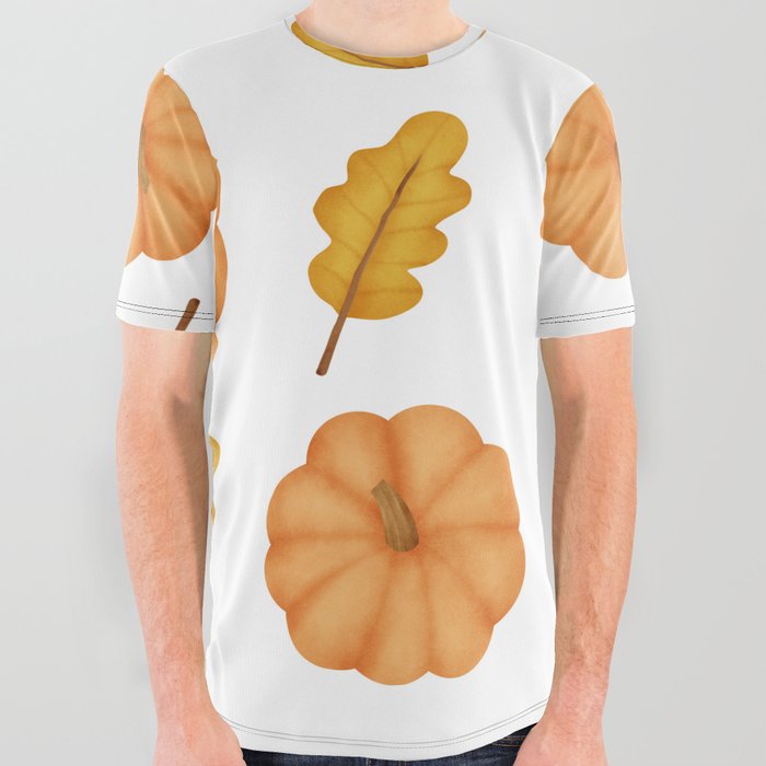 Watercolor Pumpkin Pattern All Over Graphic Tee