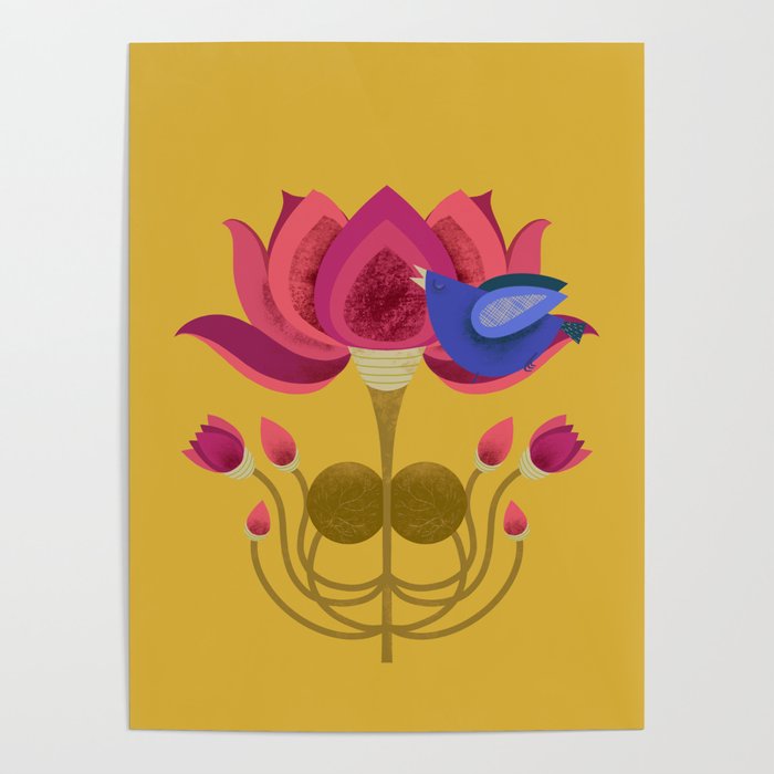 Bird Bath in Lotus petal Poster