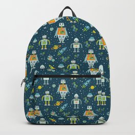 Robots in Space - Blue + Green Backpack