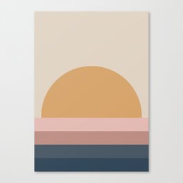 Minimal Retro Sunset - Neutral Canvas Print