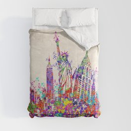 New York skyline colorful collage Comforter