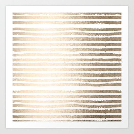 White Gold Sands Shibori Stripes Art Print