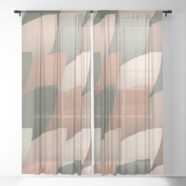 Brown and Green leaves pattern Sheer Curtain