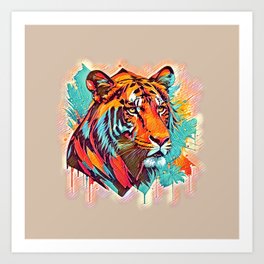 Lion is beauty and power - Modern colorful digital illustration design Art Print