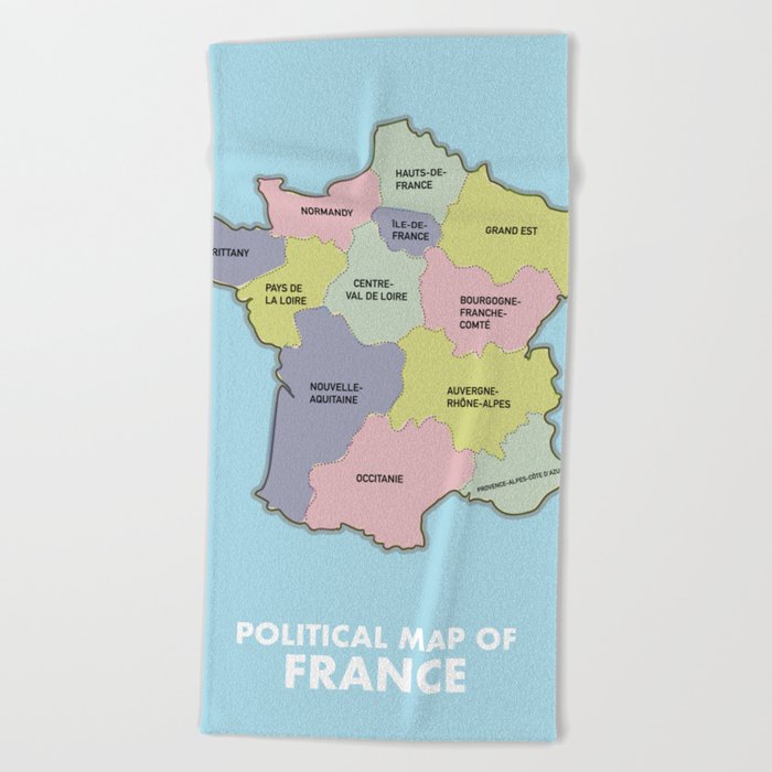 Political Map of France Beach Towel by Nicks Emporium Society6