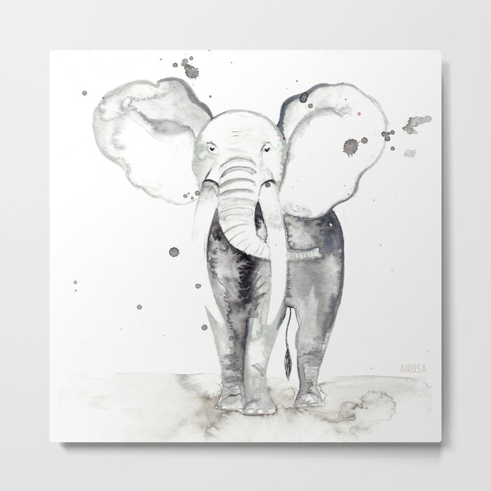 aquarela Elefante Metal Print