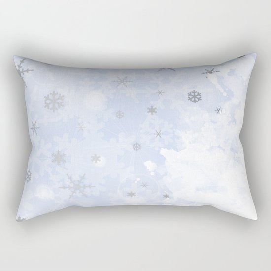 Silver snowflakes on blue Rectangular Pillow