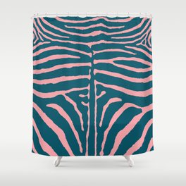 Zebra Wild Animal Print 263 Teal and Pink Shower Curtain