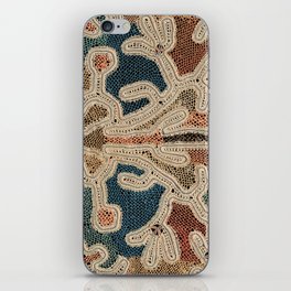 Antique Pink and Blue Plant Motif Lace iPhone Skin