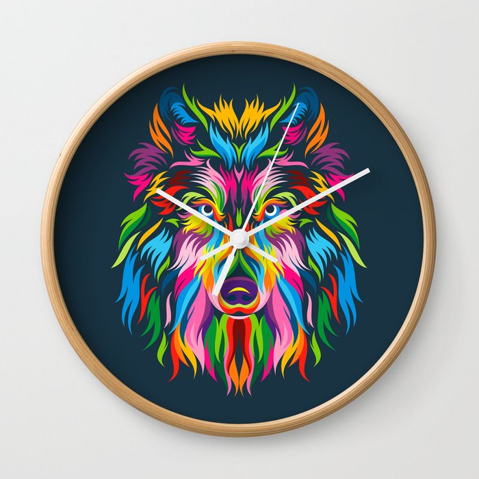 Full Color Wolf Wall Clock