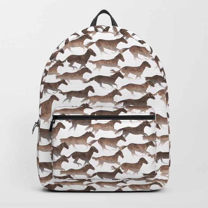Watercolor Horses Pattern - Brown Backpack