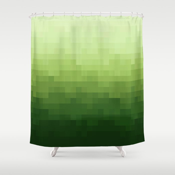 Gradient Pixel Green Shower Curtain