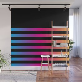 Black & Rainbow Gradient Stripes Wall Mural