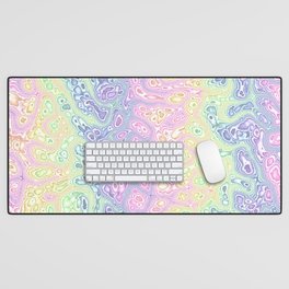 Trippy Funky Squiggly Pastel Rainbow Desk Mat