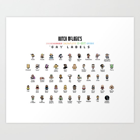 Butch McLogic's 8-Bit Guide to Gay Labels Art Print