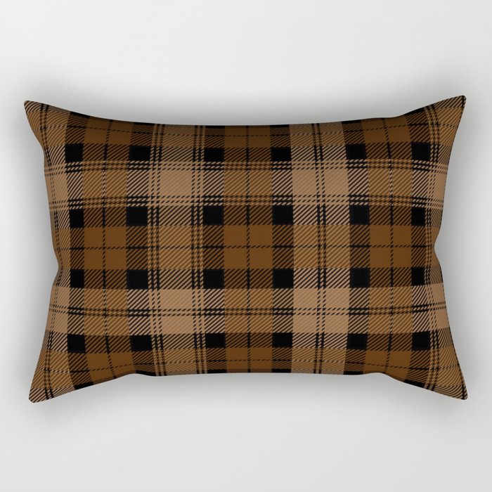 Black Brown Tartan Plaid Scottish Pattern Rectangular Pillow