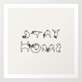 Stay Home Pug Yoga Art Print