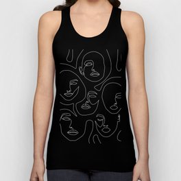 Faces in Dark Unisex Tanktop | Female, Finearts, Girl, Continuousline, Face, Woman, Graphicdesign, Singleline, Abstract, Abstraction 