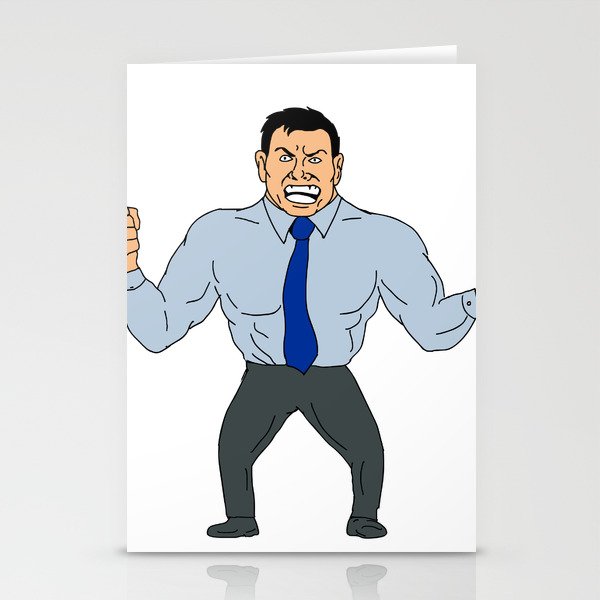 Angry Businessman Cartoon Stationery Cards