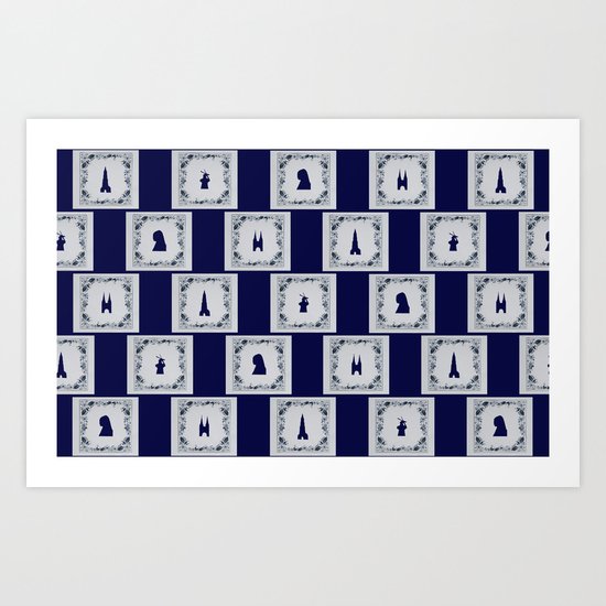Collage Delft blue tiles Art Print