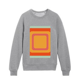 Square Groove Minimal Retro Modern Pattern Orange Pink Mint Kids Crewneck