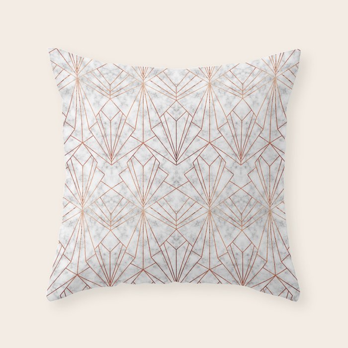 Art Deco Marble Copper Throw Pillow By Wellingtonboot Society6