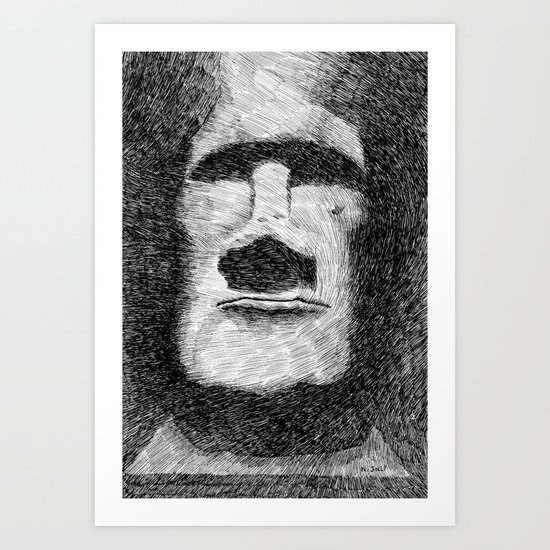Easter island - Moai statue - Ink Art Print