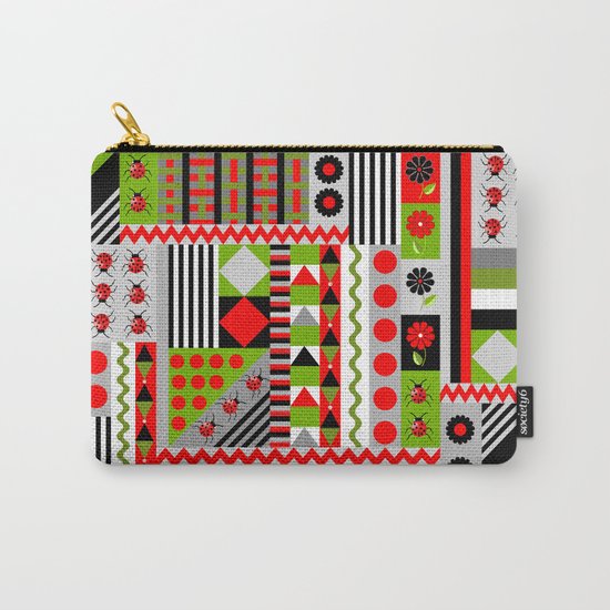 Geometric spring design with ladybugs and flowers Carry-All Pouch