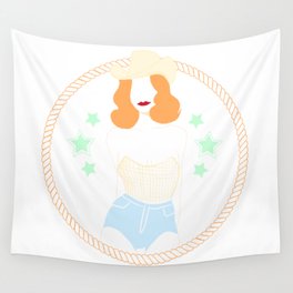 Golden Cowgirl Wall Tapestry