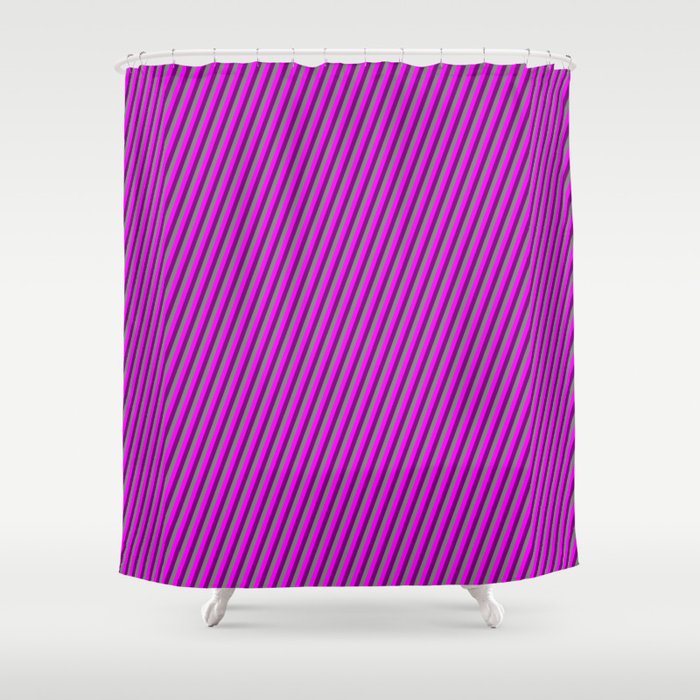 Fuchsia, Purple & Grey Colored Lines Pattern Shower Curtain