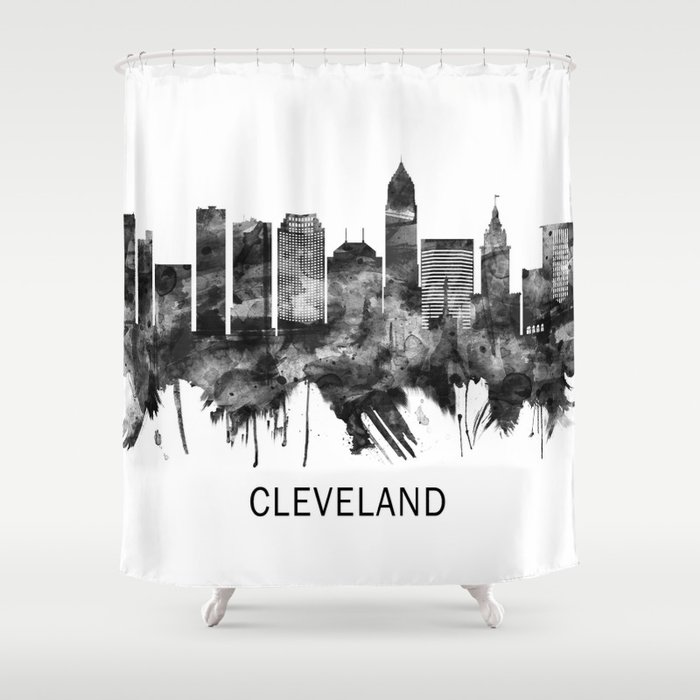 Cleveland Ohio Skyline BW Shower Curtain