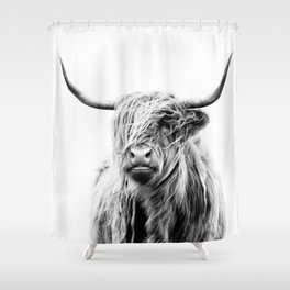 portrait of a highland cow (horizontal) Shower Curtain