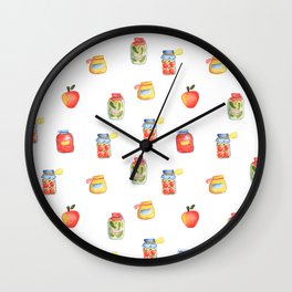 Autumn Seasonal Cooking Pattern With Honey, Jam and Preserves in Glass Jar Wall Clock